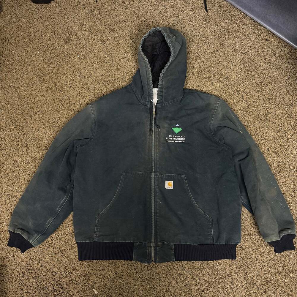 Vintage Carhartt Quilt-Lined Hooded Active Jacket Faded Black